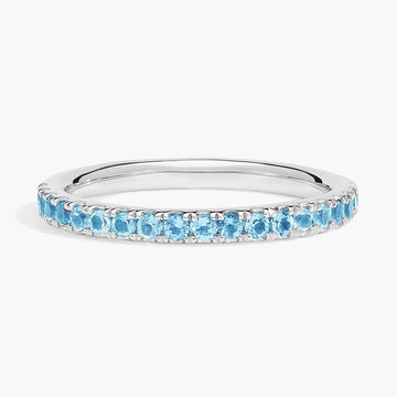 Riviera Pavé Blue Topaz Ring in 14k White Gold (1.5mm)