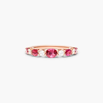 Oval Ruby And Diamond Ring In 14K Rose Gold