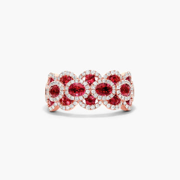 Wavy Ruby And Diamond Ring In 14K Rose Gold