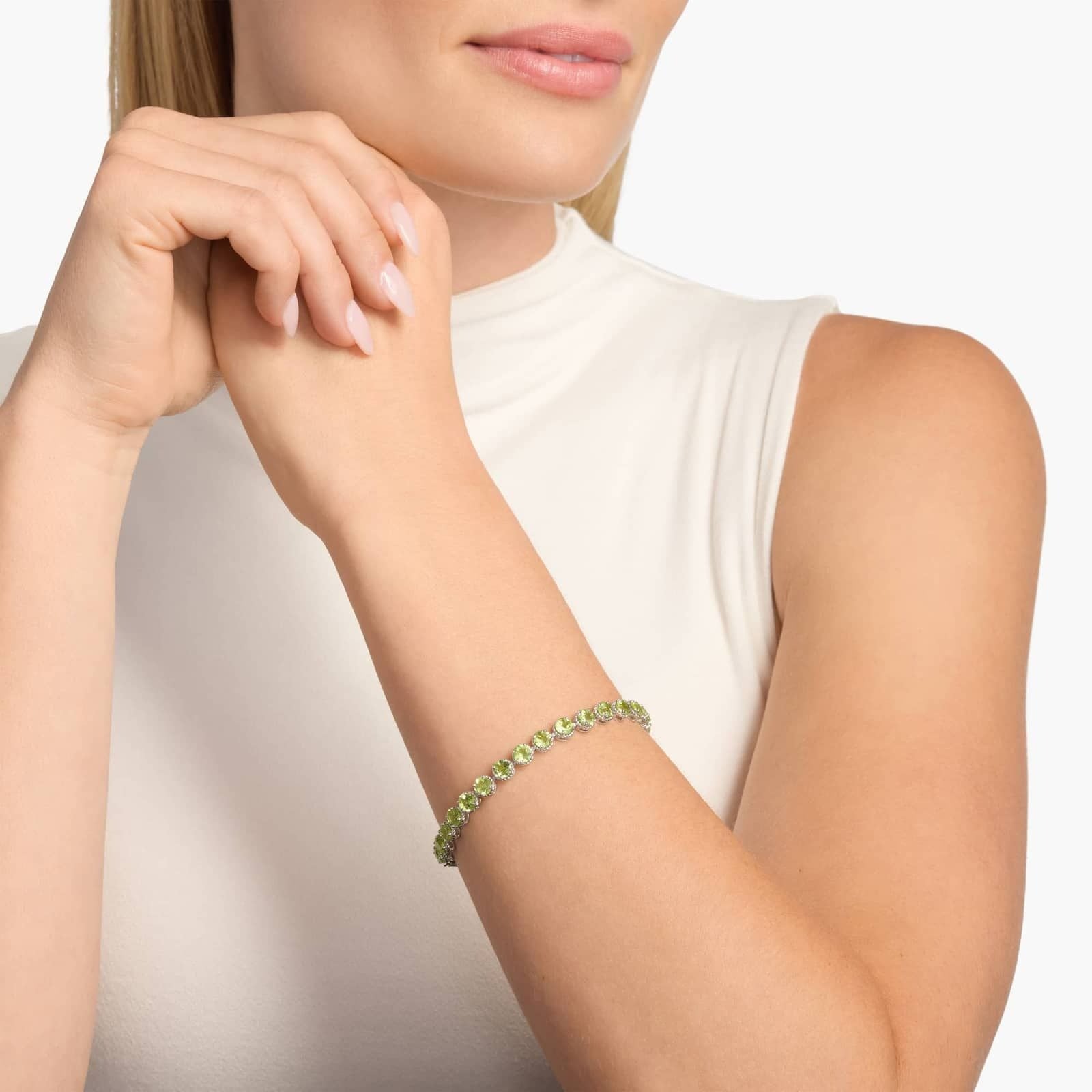 Peridot Round Rope Bracelet in Sterling Silver (5mm)