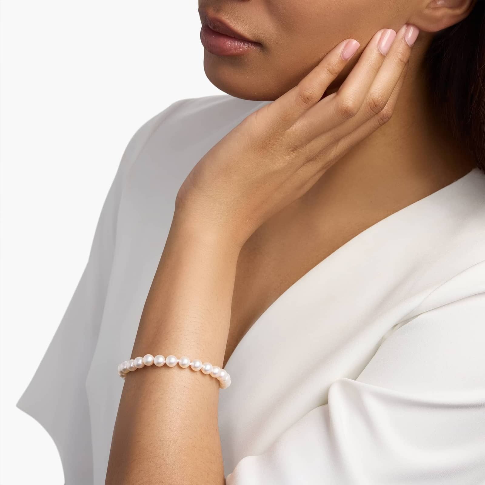 7.5" Classic Akoya Cultured Pearl Bracelet in 18k Yellow Gold (6.5-7.0mm)