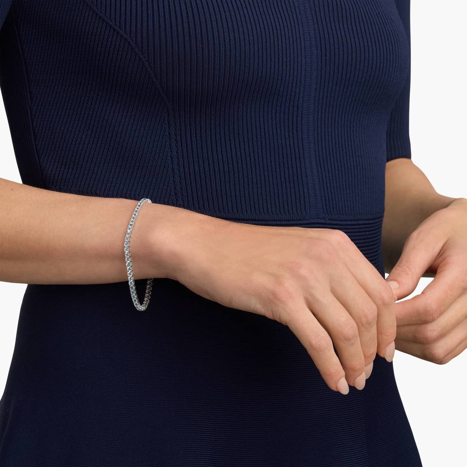 Aquamarine Birthstone Tennis Bracelet in 14K White Gold