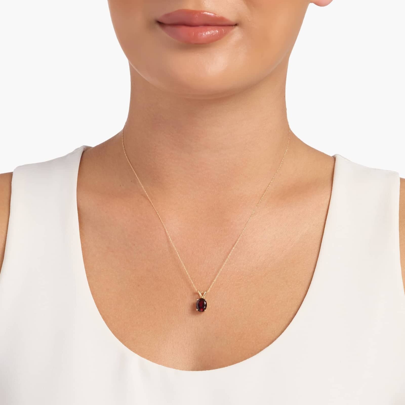 Oval Birthstone Garnet Pendant Necklace