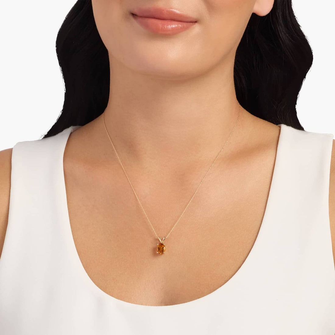 Oval Birthstone Citrine Pendant Necklace in 14K Yellow Gold (9x7mm)