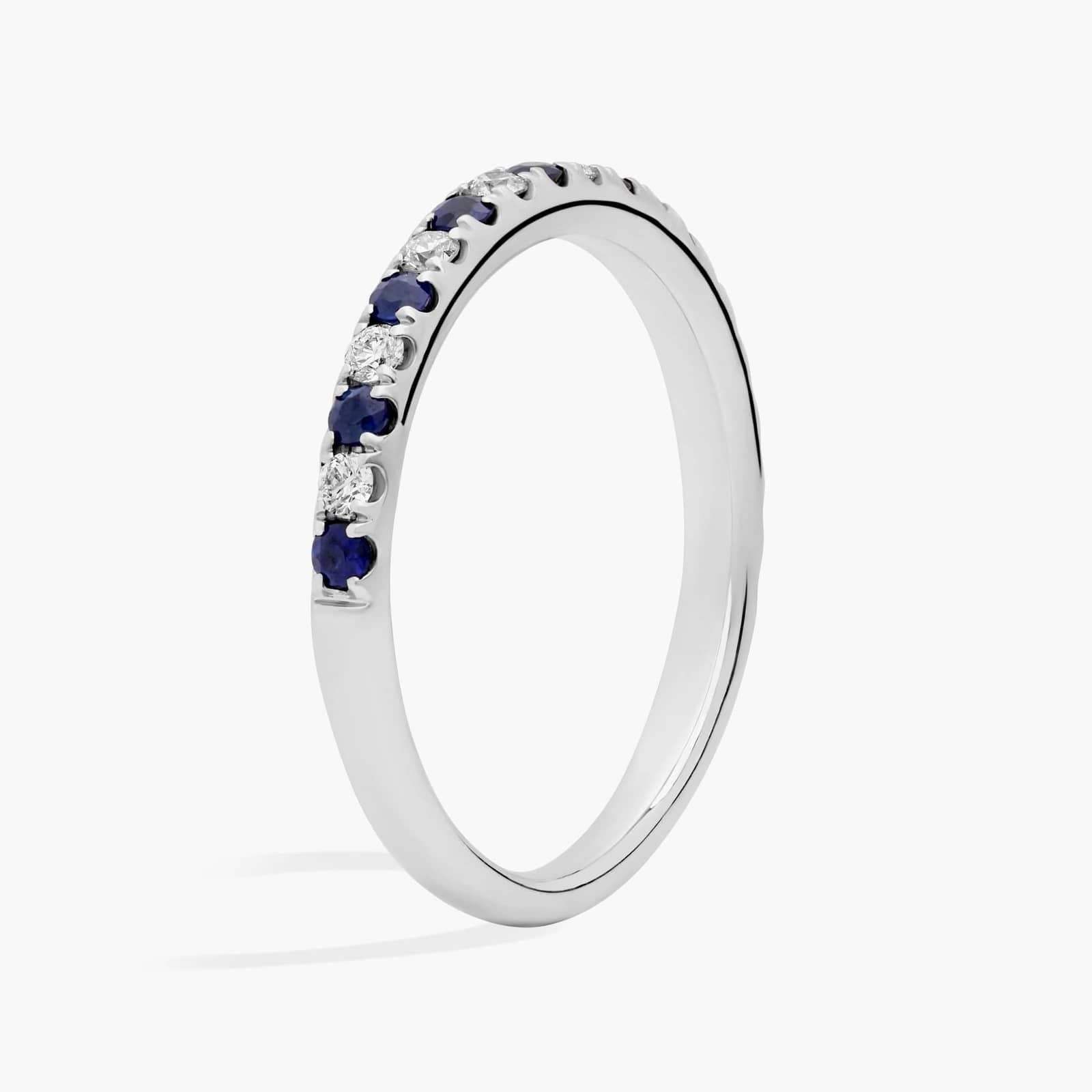 Riviera Pavé Sapphire and Diamond Ring in 14k White Gold (1.5mm)