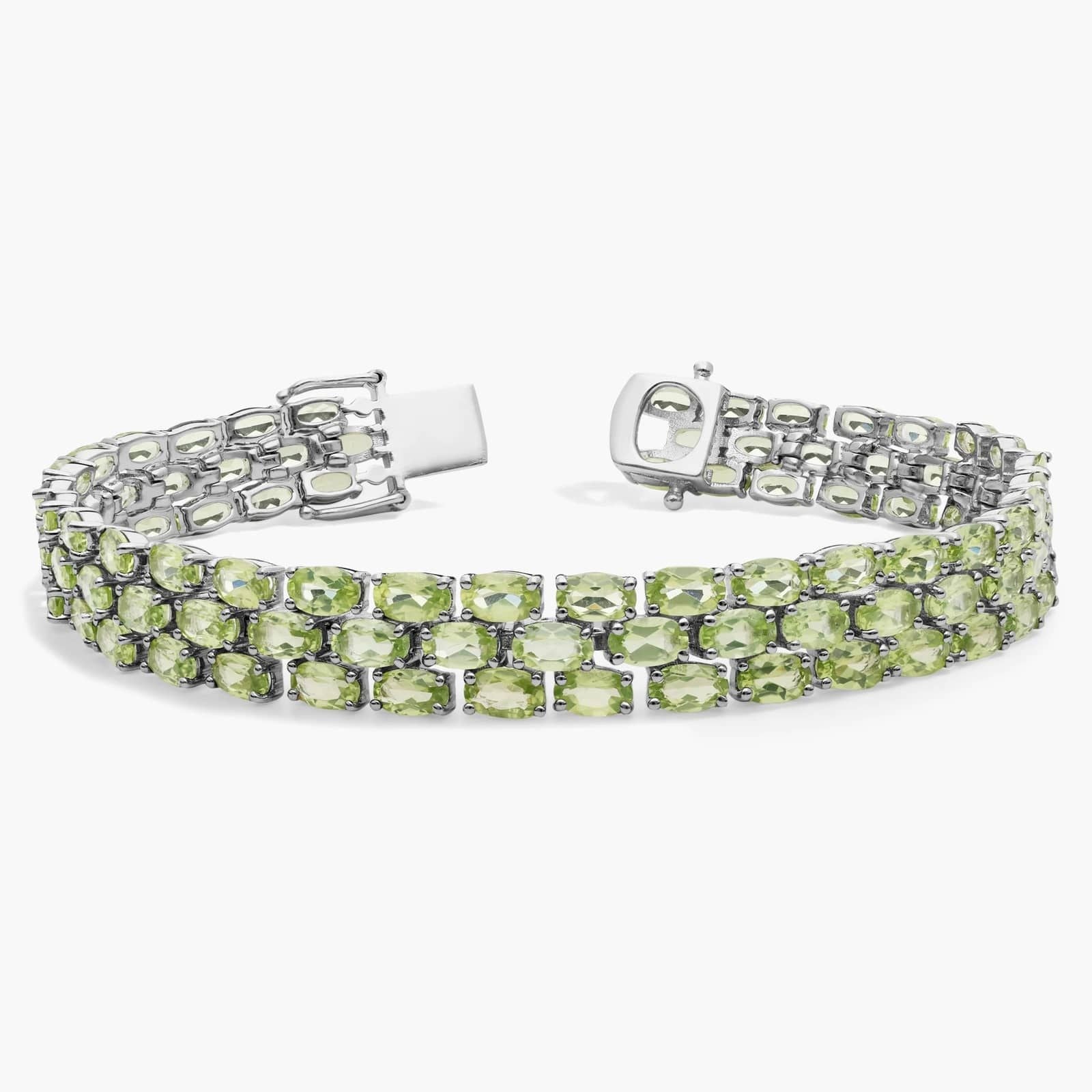 Trio Oval Peridot Bracelet in Sterling Silver (5x3mm)
