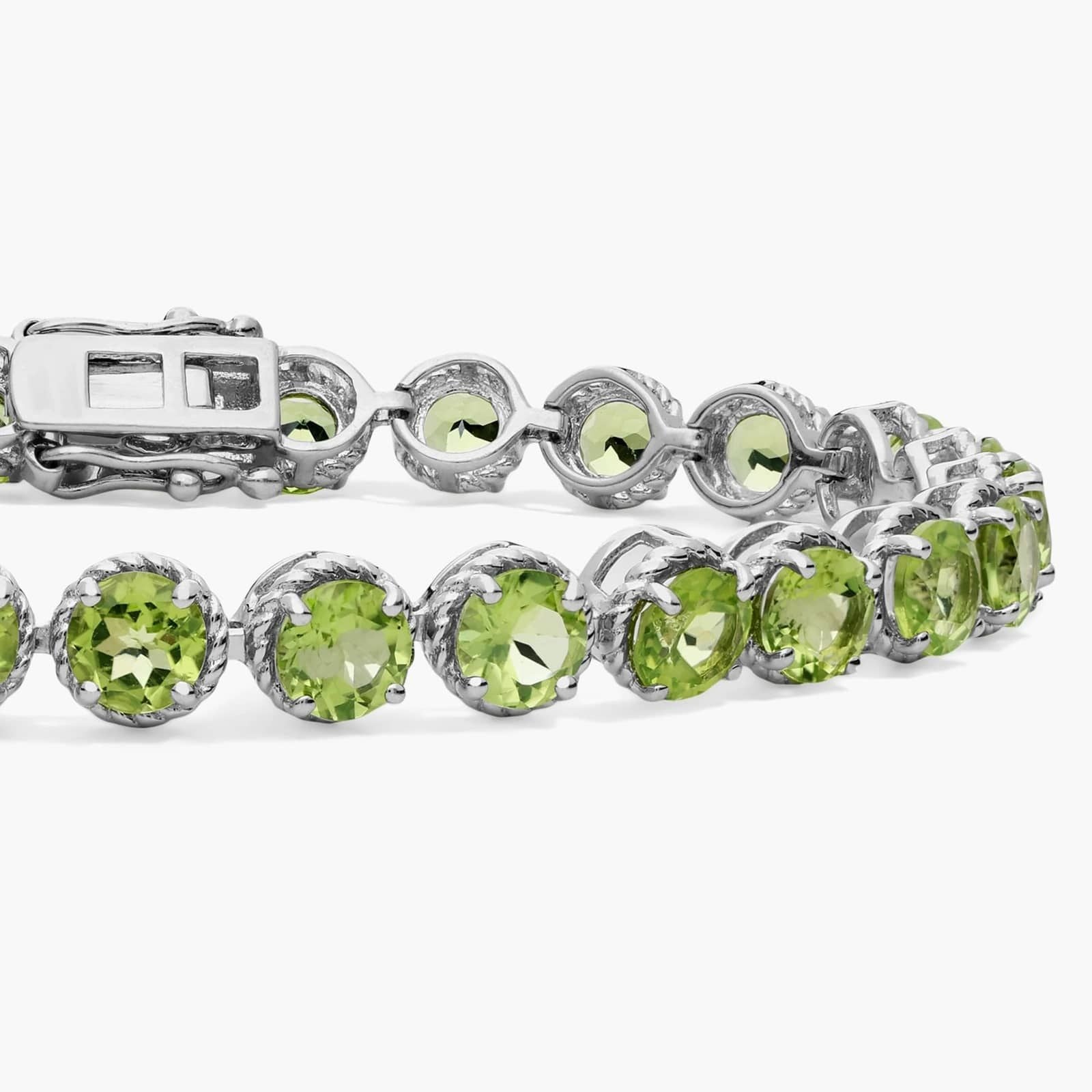 Peridot Round Rope Bracelet in Sterling Silver (5mm)