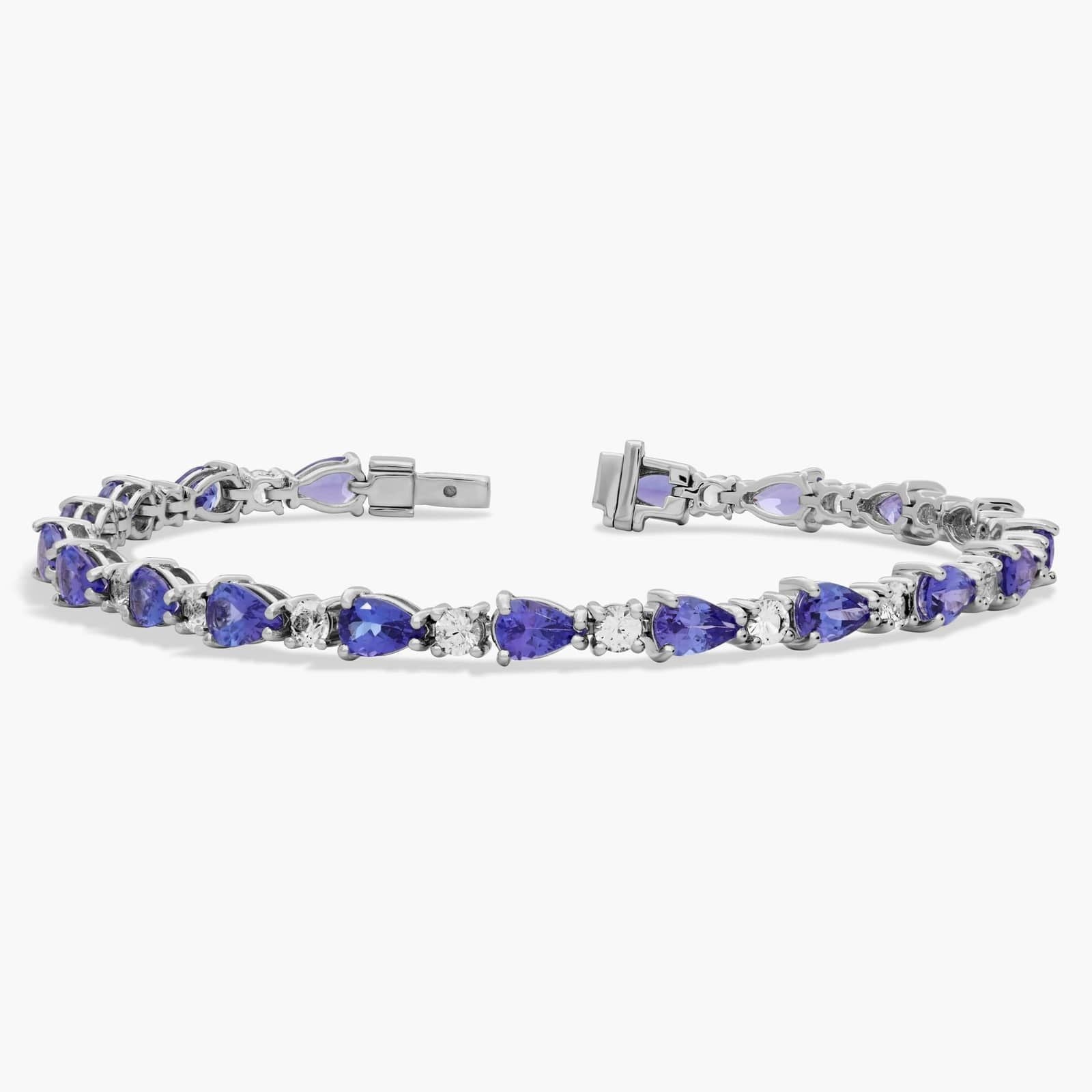 Tanzanite and White Sapphire Bracelet in 14k White Gold