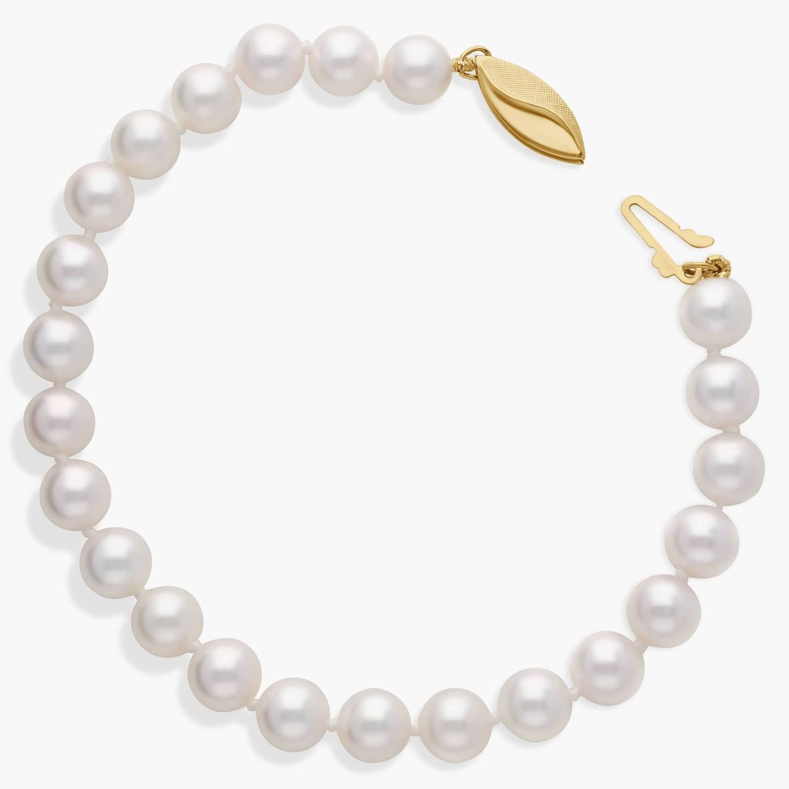 7.5" Classic Akoya Cultured Pearl Bracelet in 18k Yellow Gold (6.5-7.0mm)