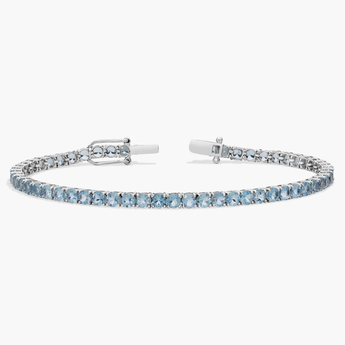 Aquamarine Birthstone Tennis Bracelet in 14K White Gold