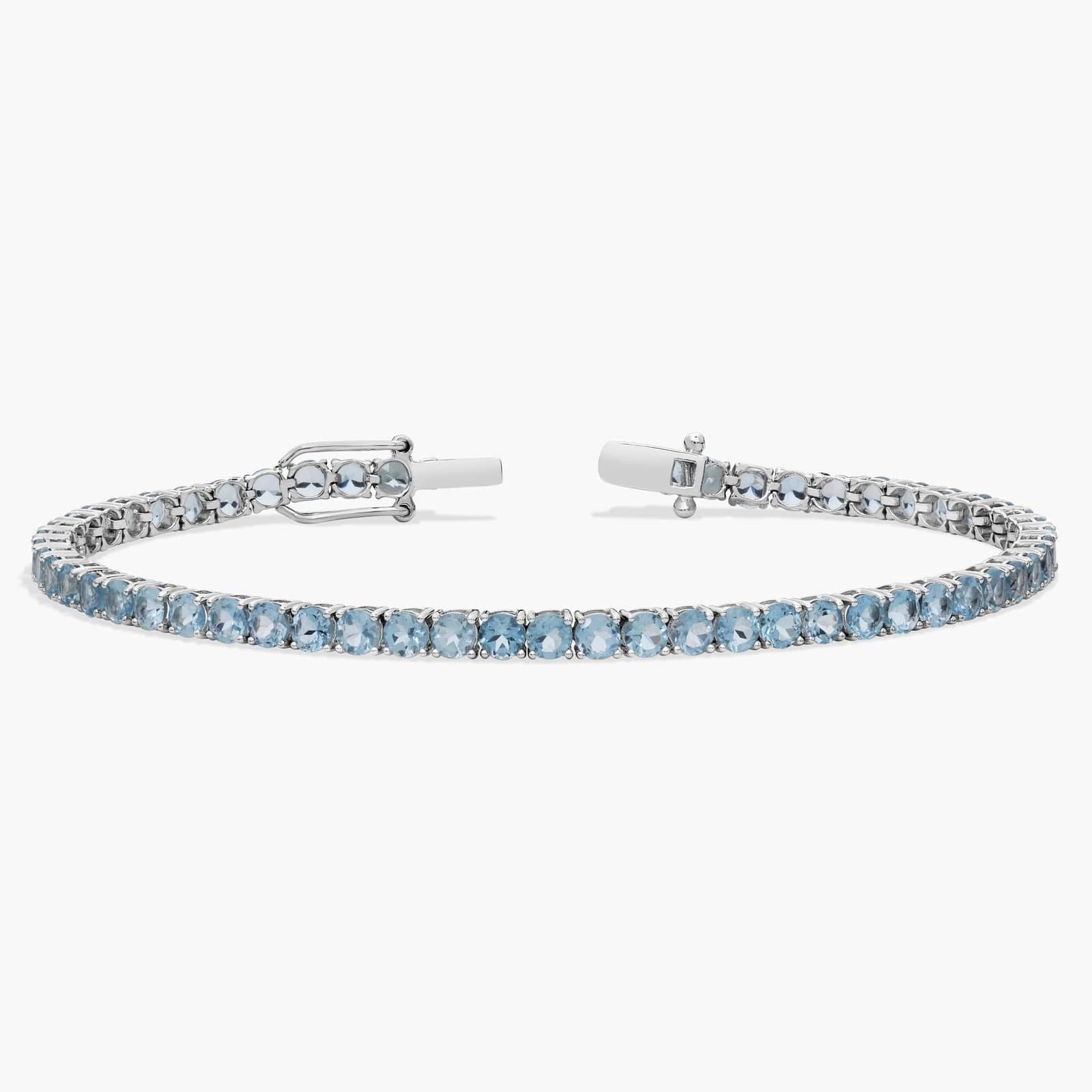 Aquamarine Birthstone Tennis Bracelet in 14K White Gold