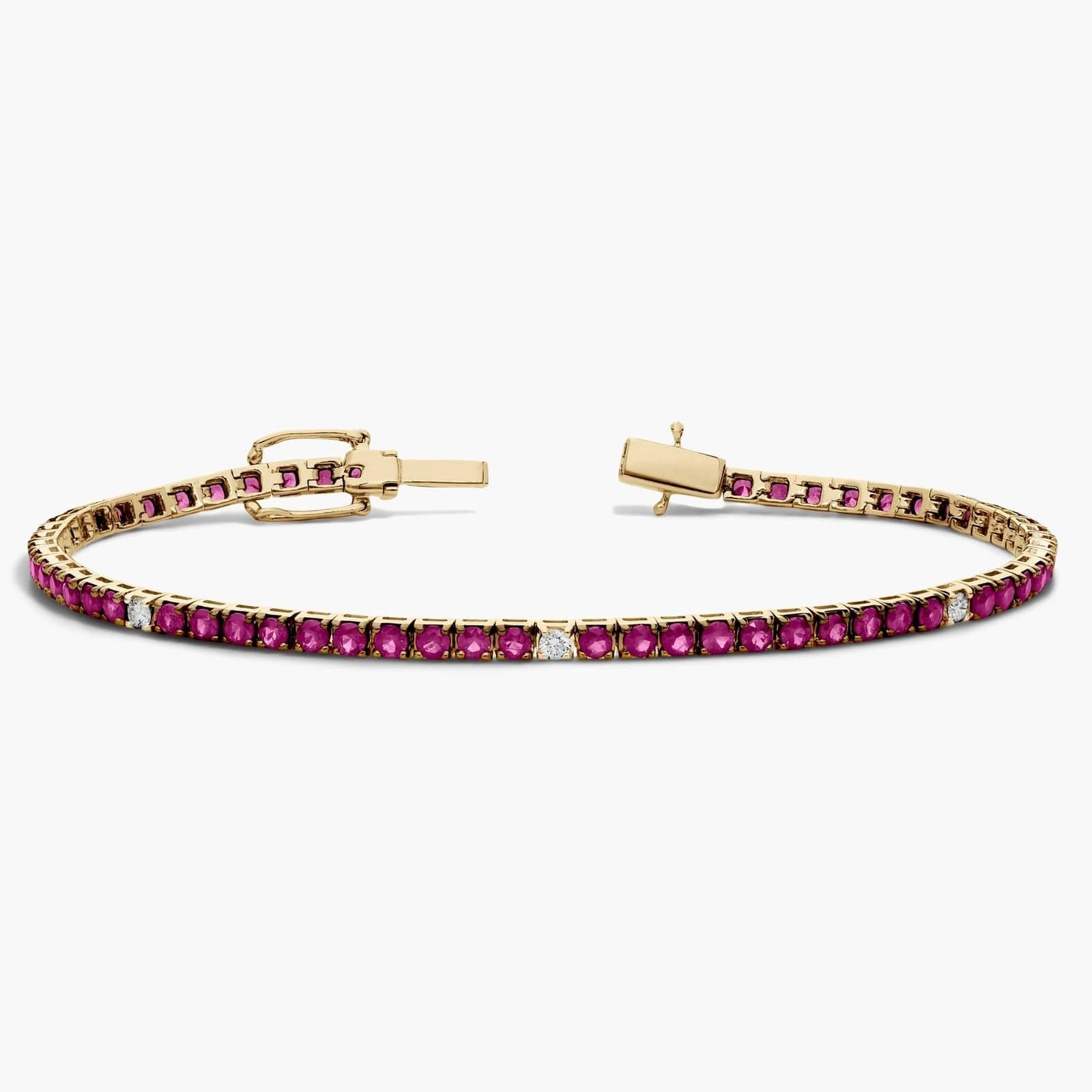 Diamond and Ruby Tennis Bracelet in 14K Yellow Gold