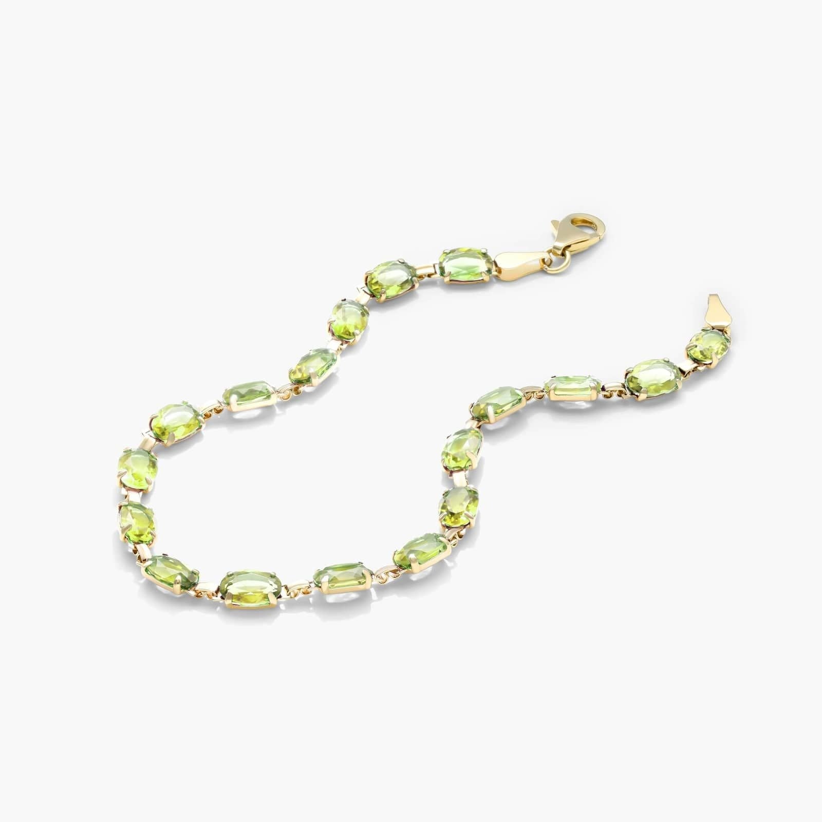 Peridot Line Bracelet In 14K Yellow Gold