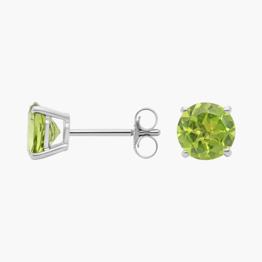 Peridot Stud Earrings in 14k White Gold (7mm)