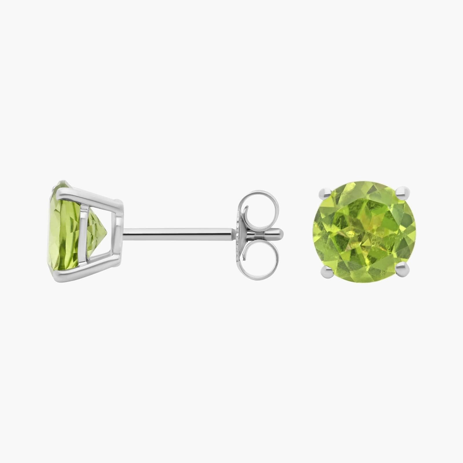 Peridot Stud Earrings in 14k White Gold (7mm)
