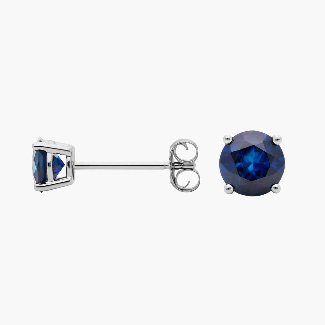 Sapphire Stud Earrings in 18k White Gold (5mm)