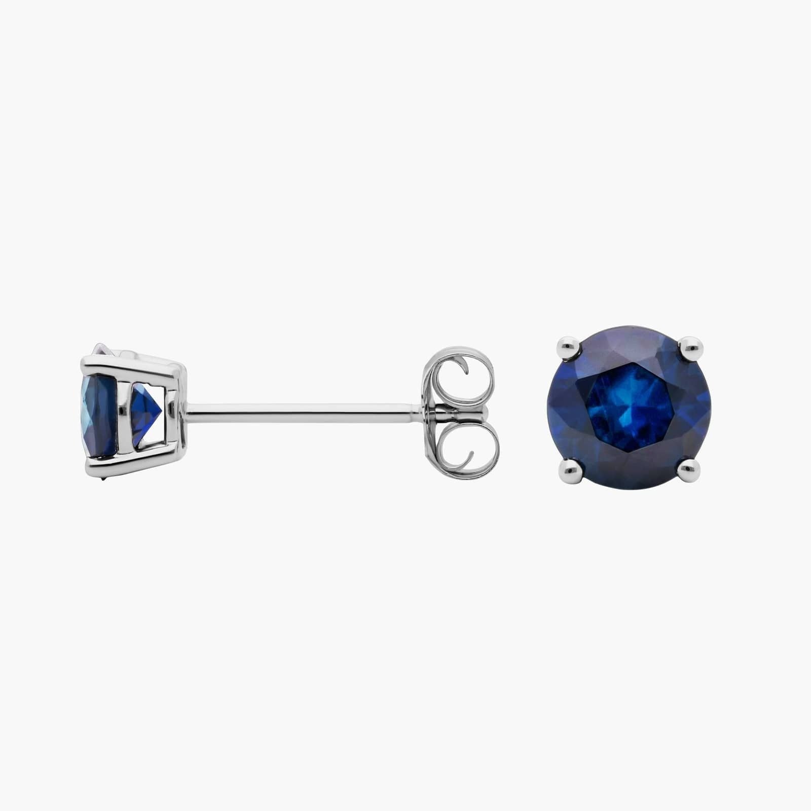 Sapphire Stud Earrings in 18k White Gold (5mm)