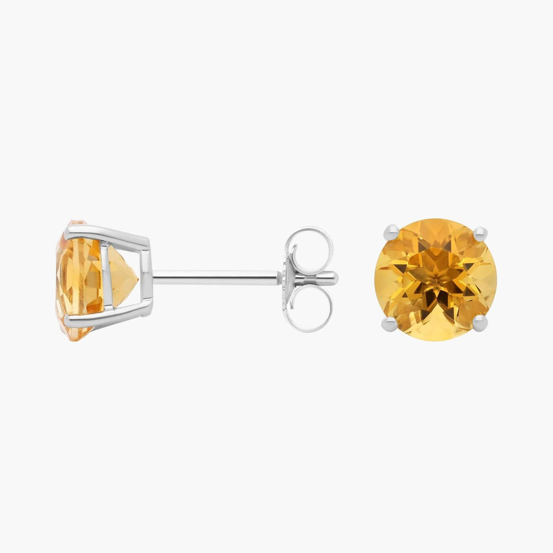 Citrine Stud Earrings in 14k White Gold (7mm)