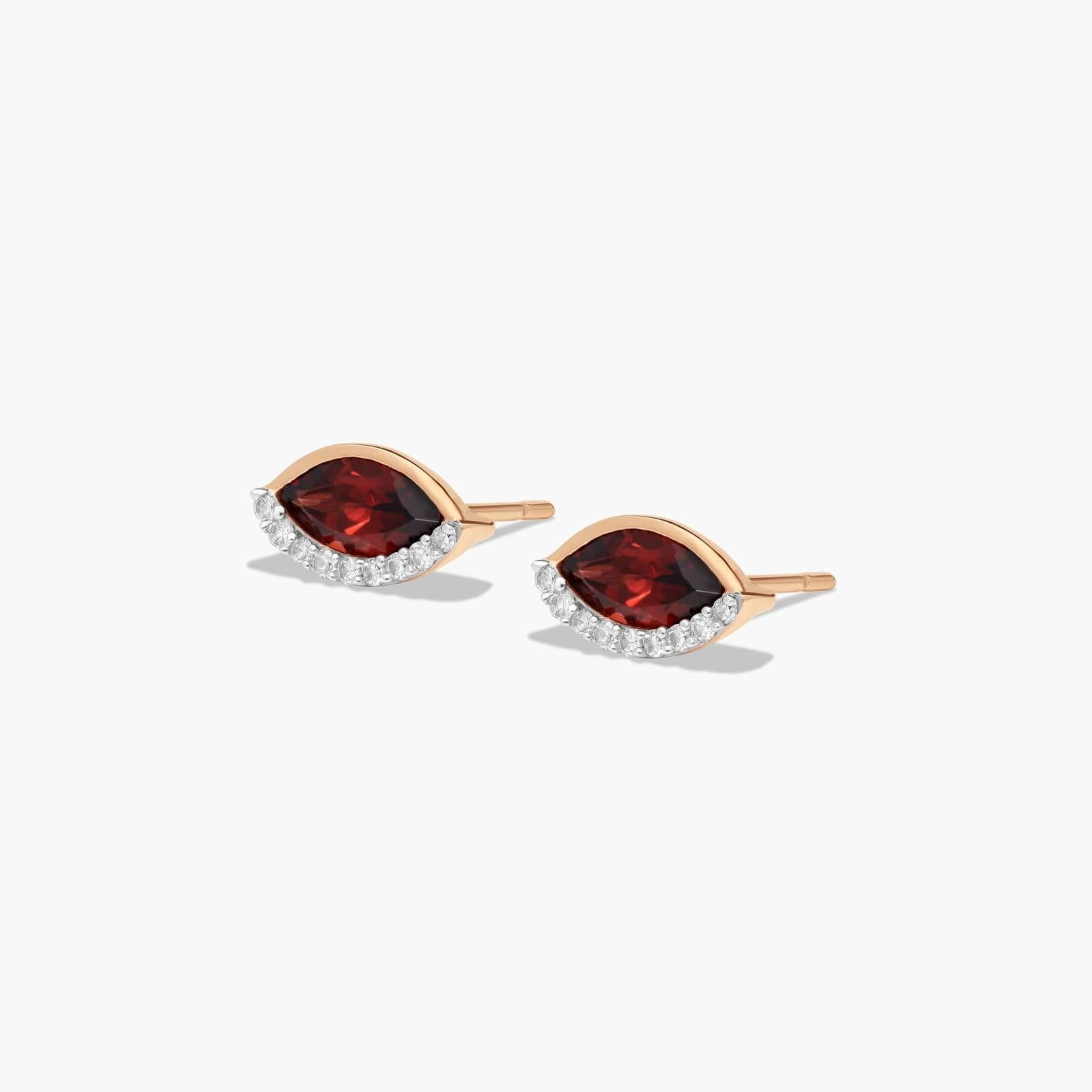 Radiant Reflections Marquise Cut Garnet Earrings In 14K Rose Gold