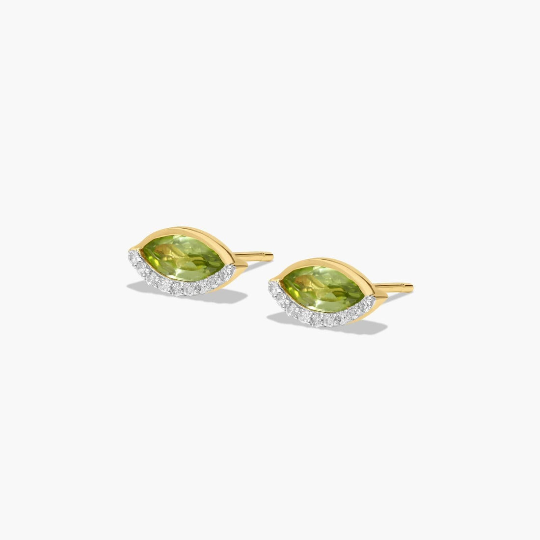 Radiant Reflections Marquise Cut Peridot Earrings In 14K Yellow Gold