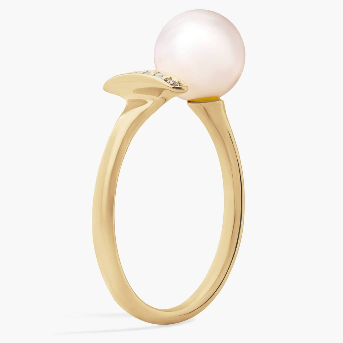Freshwater Cultured Pearl and Diamond Bar Fashion Ring in 14k Yellow Gold (7.5-8mm)