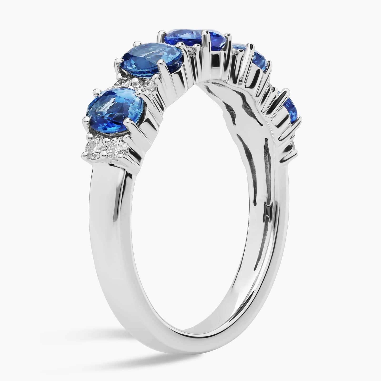 Sapphire and Diamond Five-Stone Ring in 14k White Gold