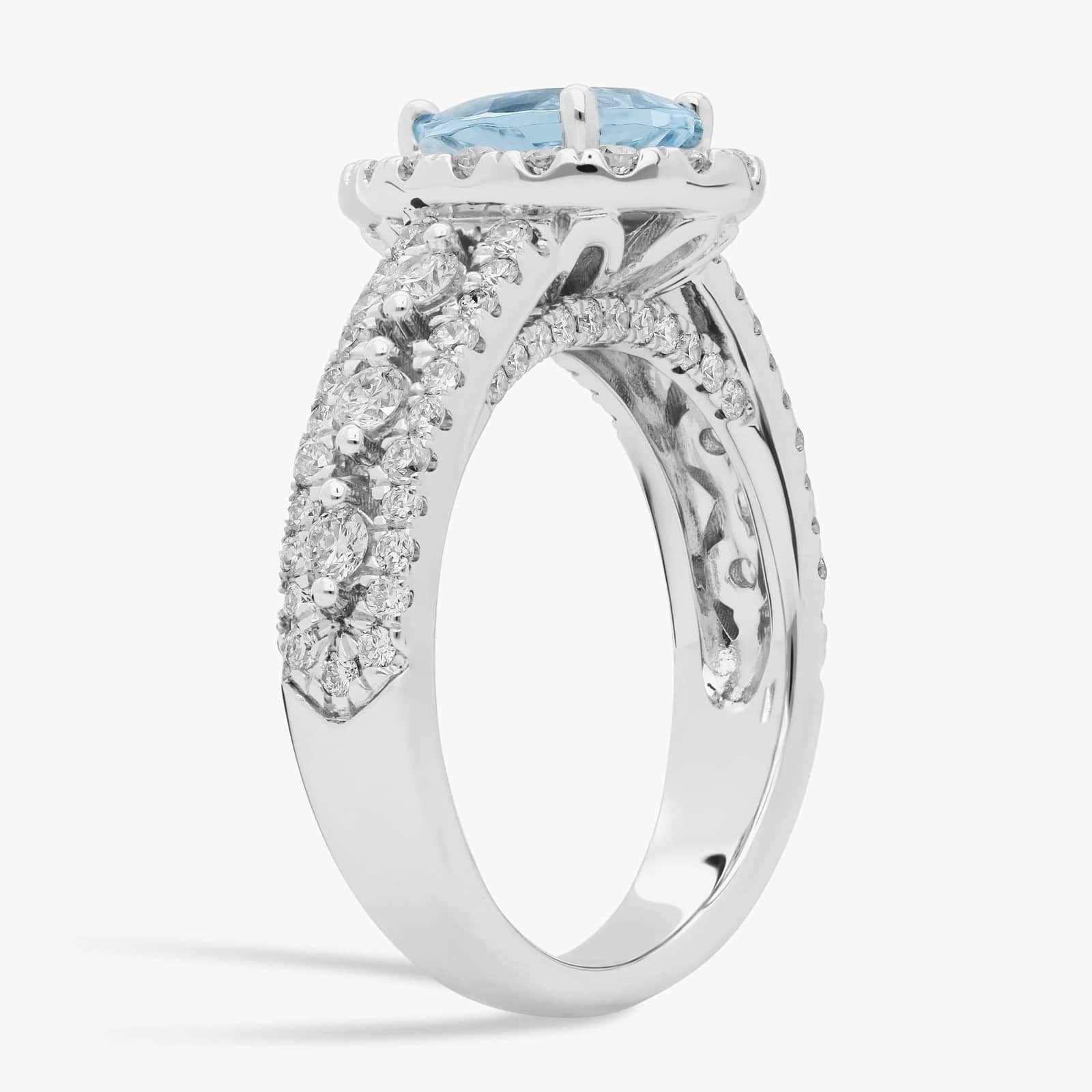 Pear Shaped Aquamarine Fashion Ring in 14k White Gold (8x6mm)