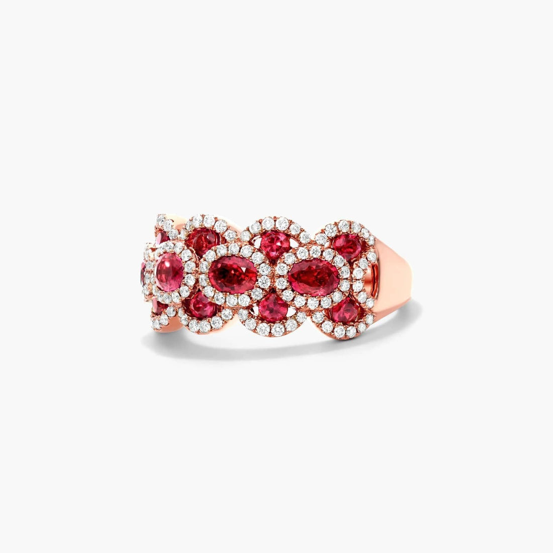 Wavy Ruby And Diamond Ring In 14K Rose Gold