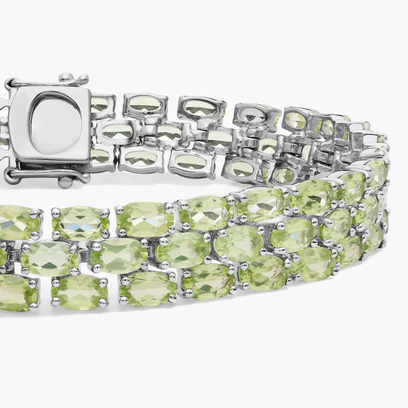 Trio Oval Peridot Bracelet in Sterling Silver (5x3mm)