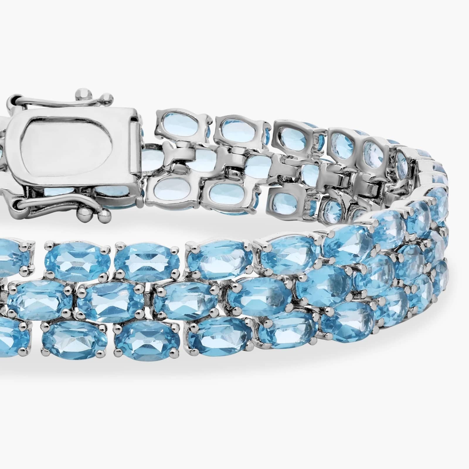 Trio Oval Blue Topaz Bracelet in Sterling Silver (5x3mm)