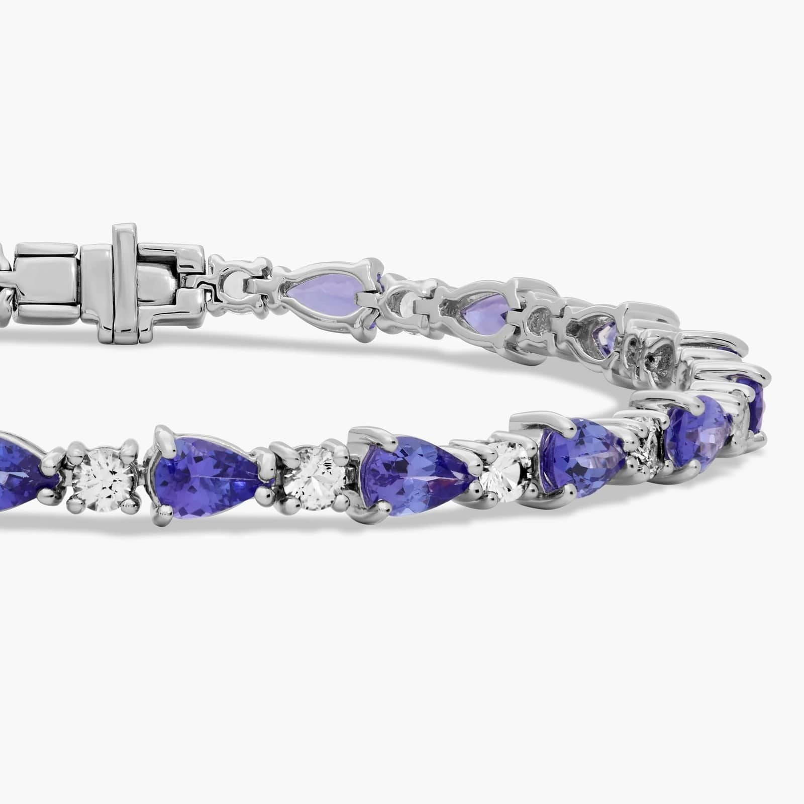 Tanzanite and White Sapphire Bracelet in 14k White Gold