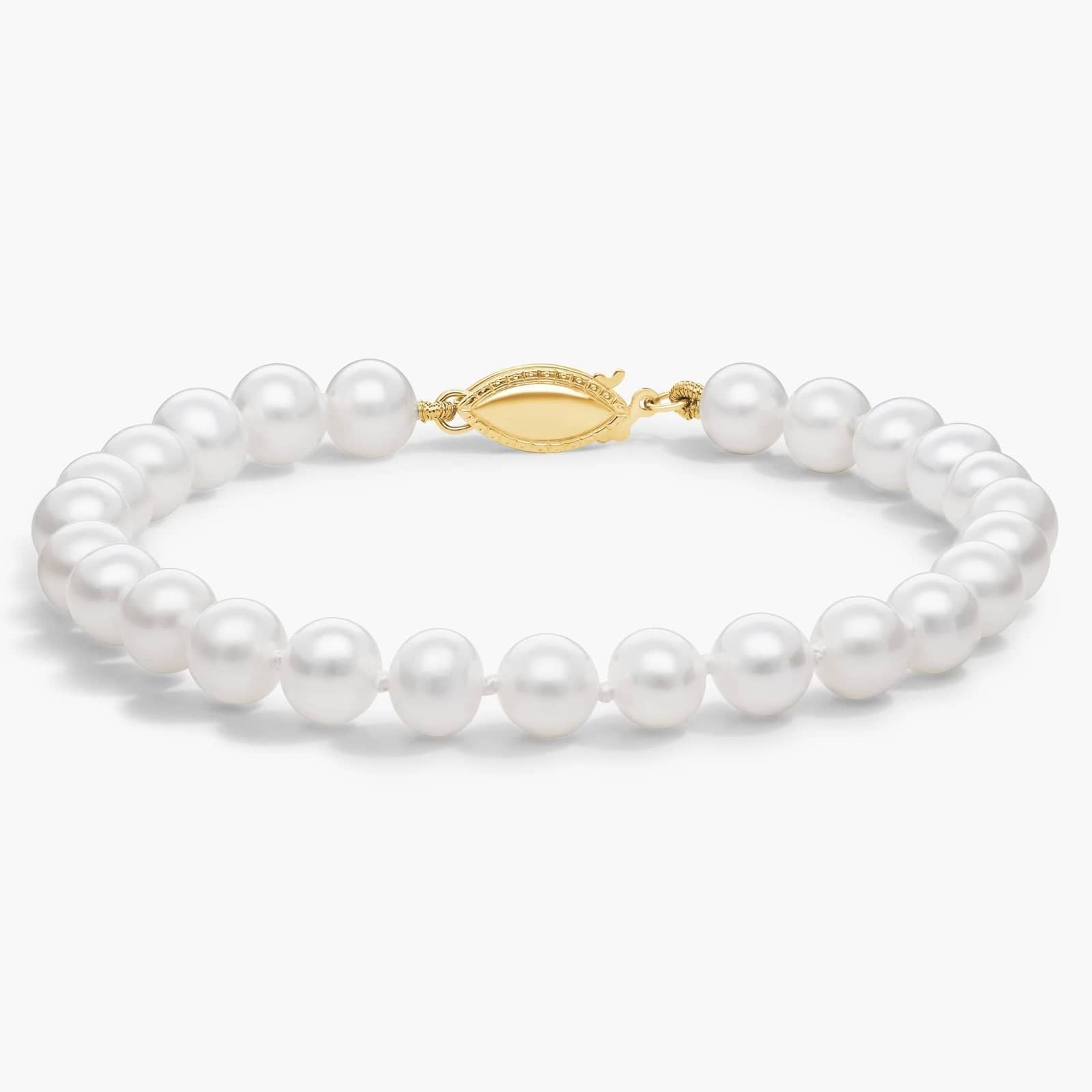 7" Freshwater Cultured Pearl Bracelet in 14k Yellow Gold (6-6.5mm)