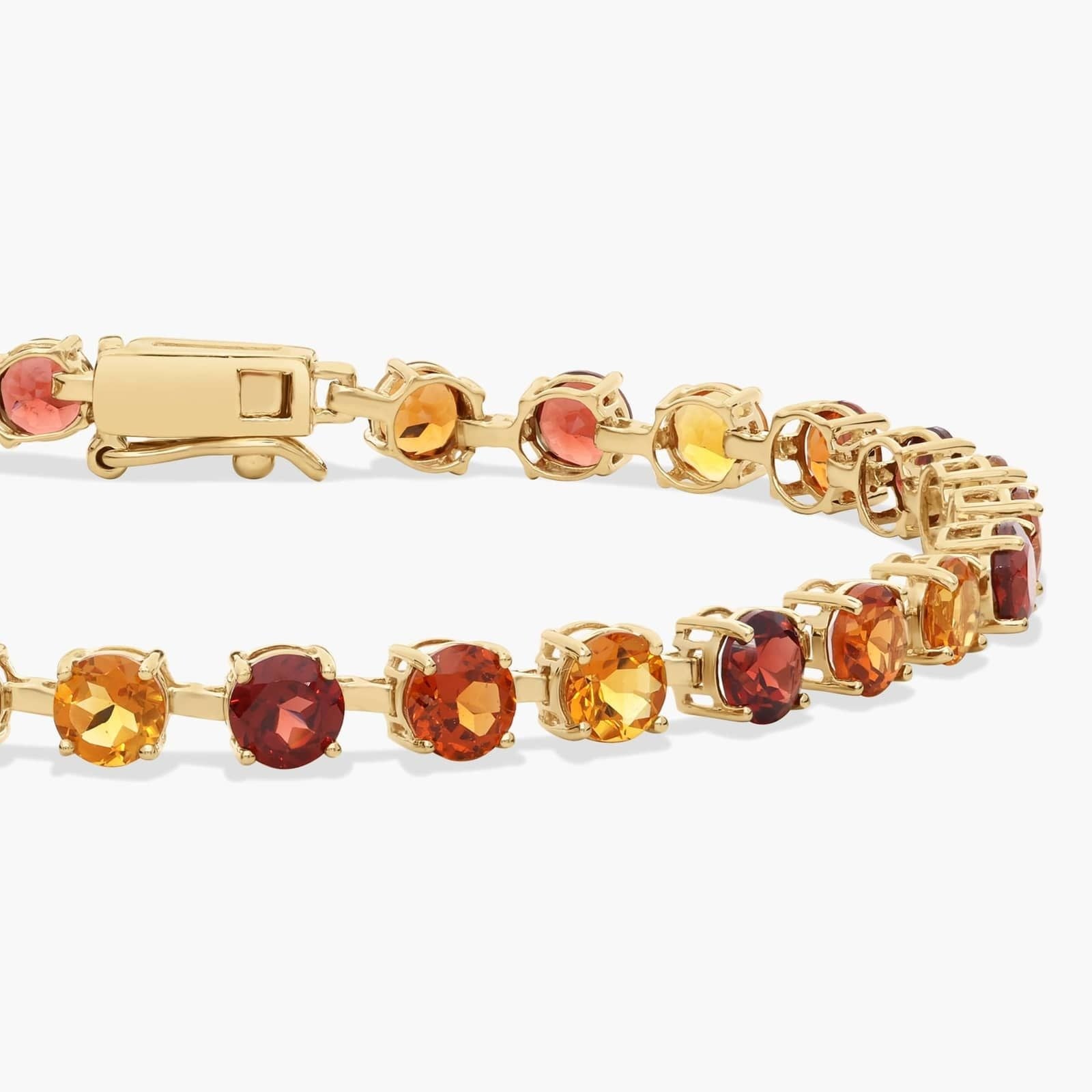 Sunset Multi Gemstone Station Bracelet in 14k Yellow Gold