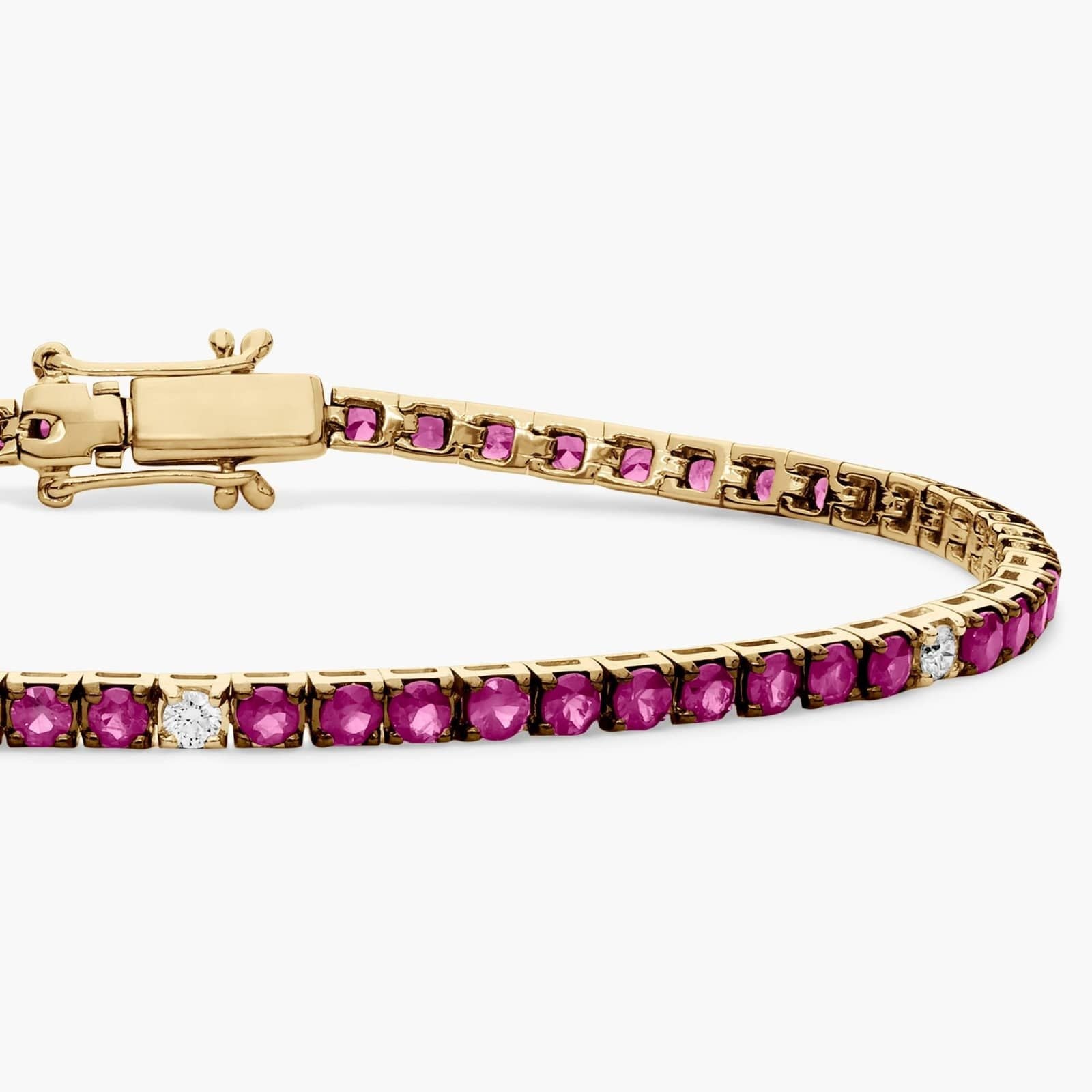 Diamond and Ruby Tennis Bracelet in 14K Yellow Gold