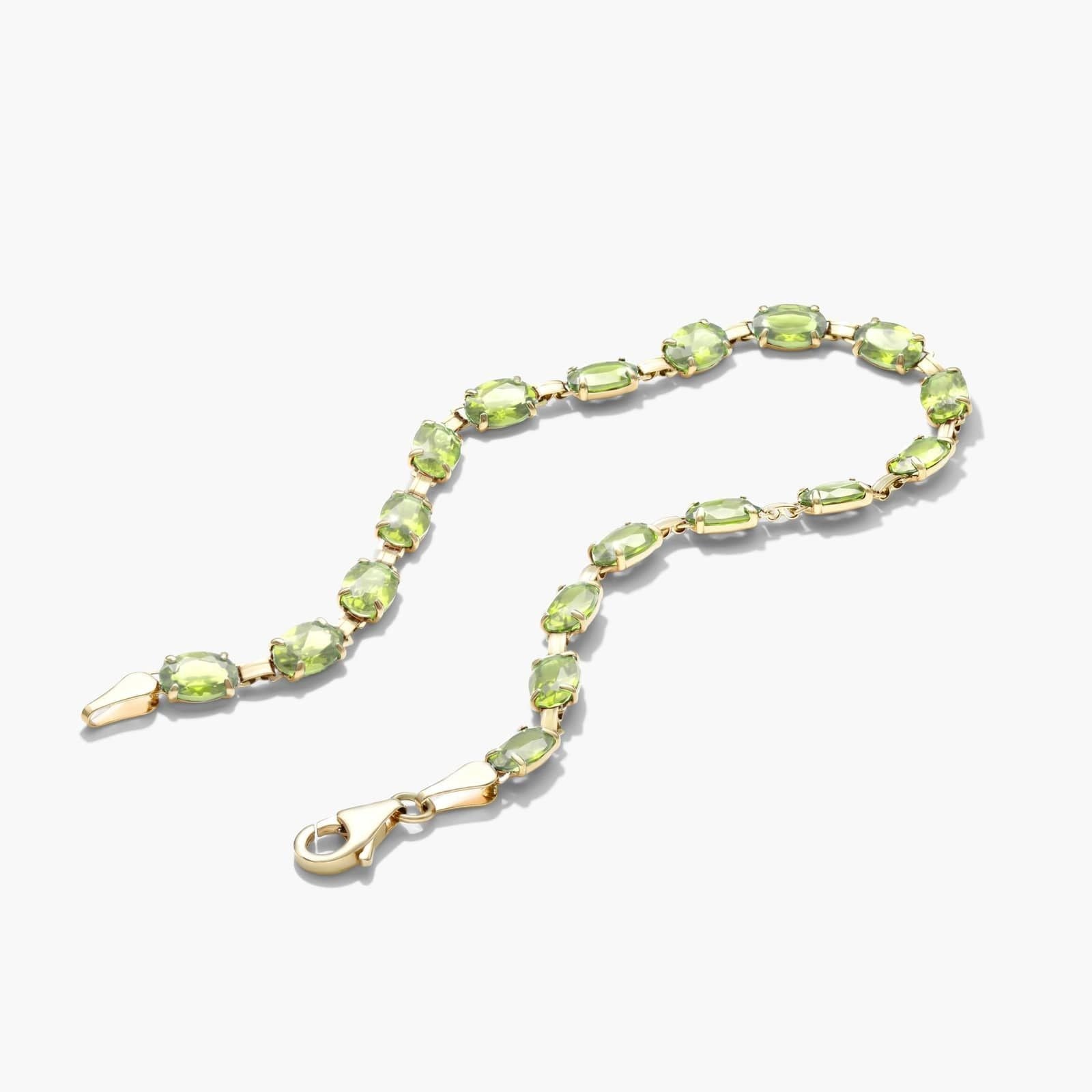 Peridot Line Bracelet In 14K Yellow Gold