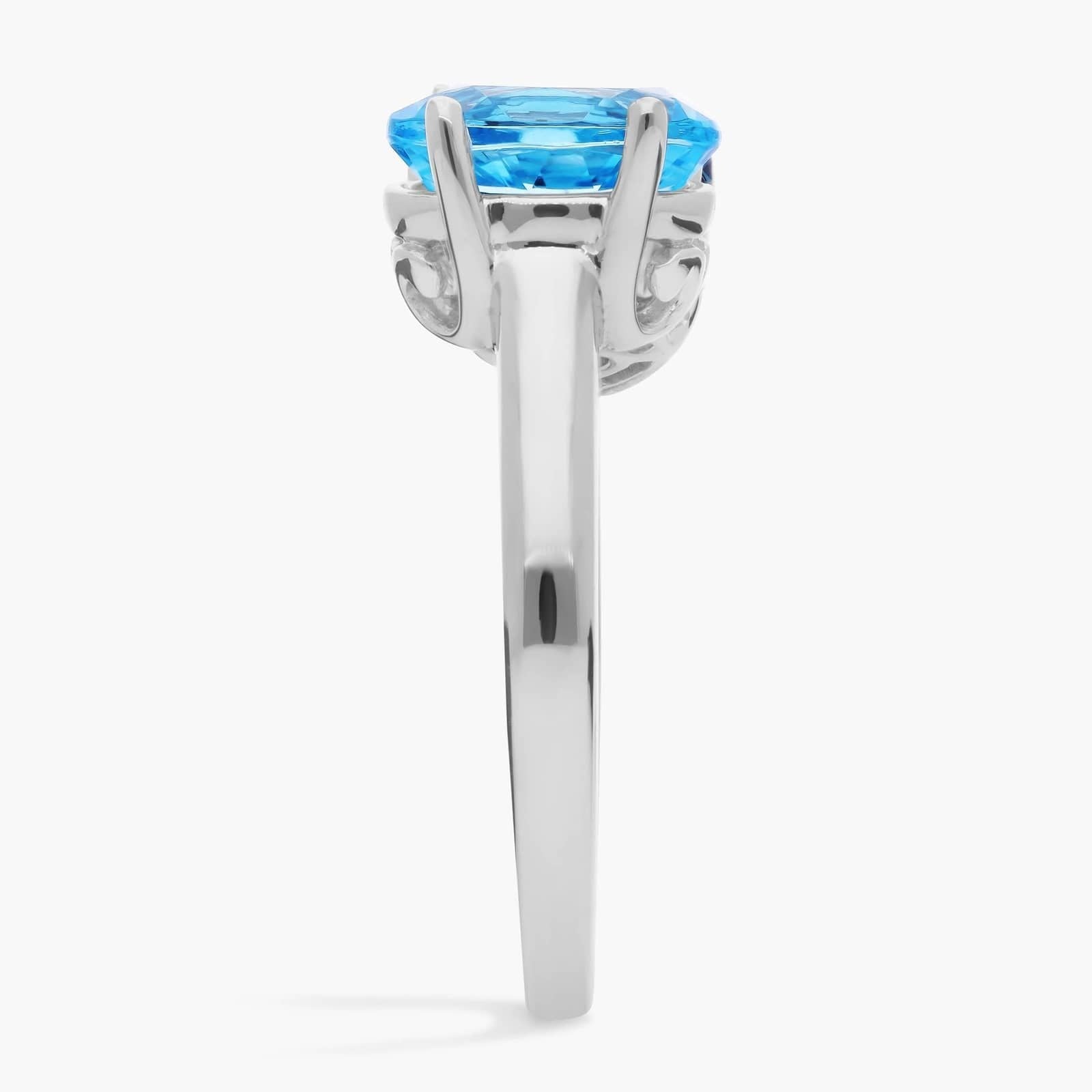 Swiss Blue Topaz and Blue Topaz Two Stone Ring in 14k White Gold