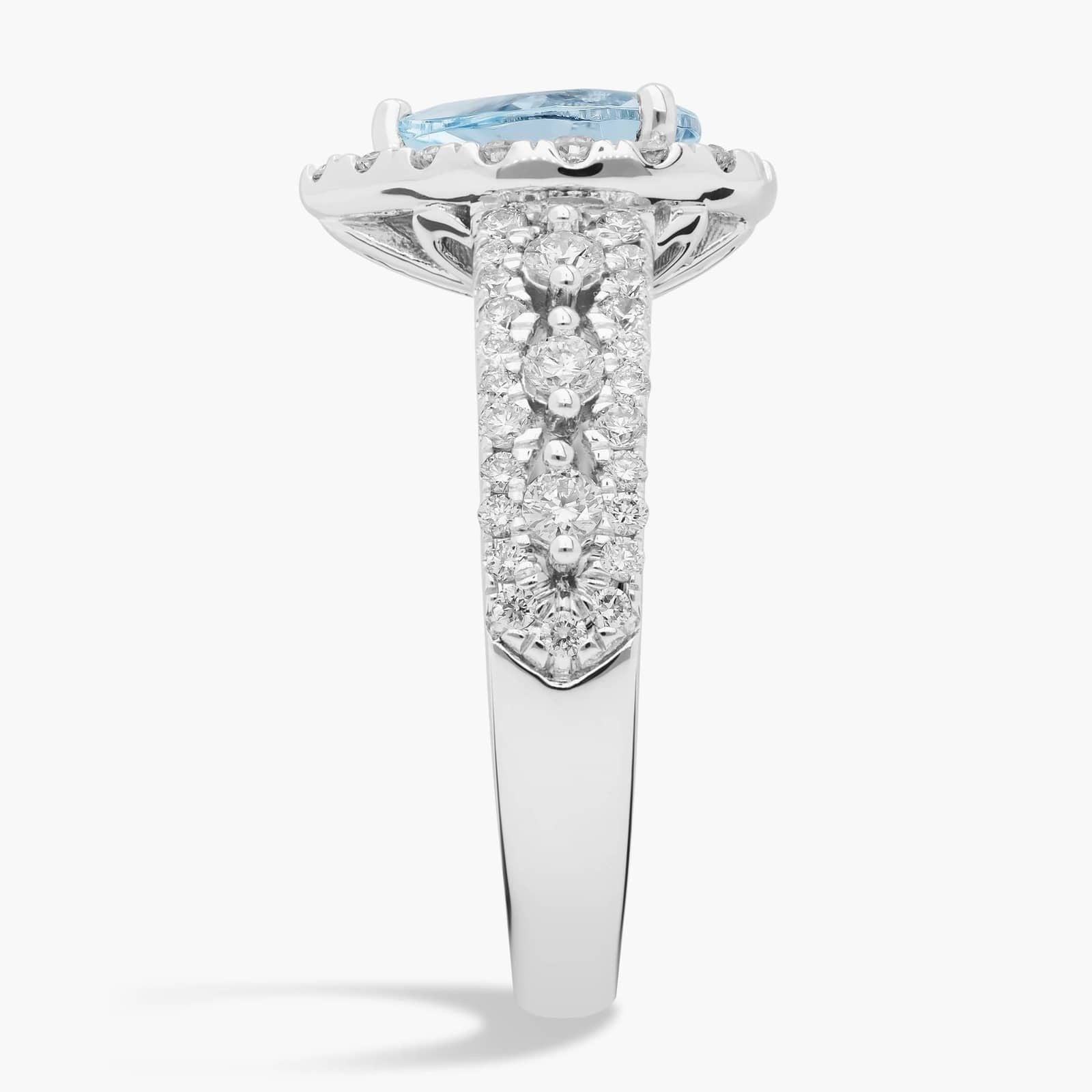 Pear Shaped Aquamarine Fashion Ring in 14k White Gold (8x6mm)