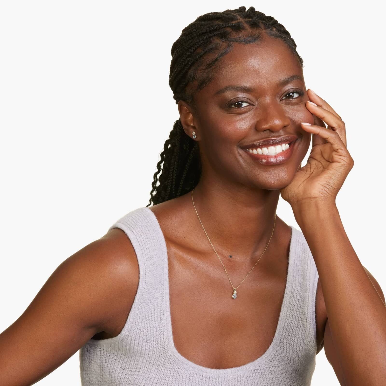 Pear Shape Aquamarine And Tri-Diamond Stud Earrings