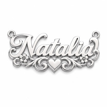Example personalized 925 sterling silver name necklace in Natalia style, chain included
