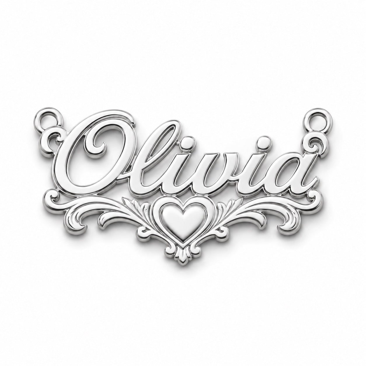 Example personalized 925 sterling silver name necklace in Olivia style, chain included