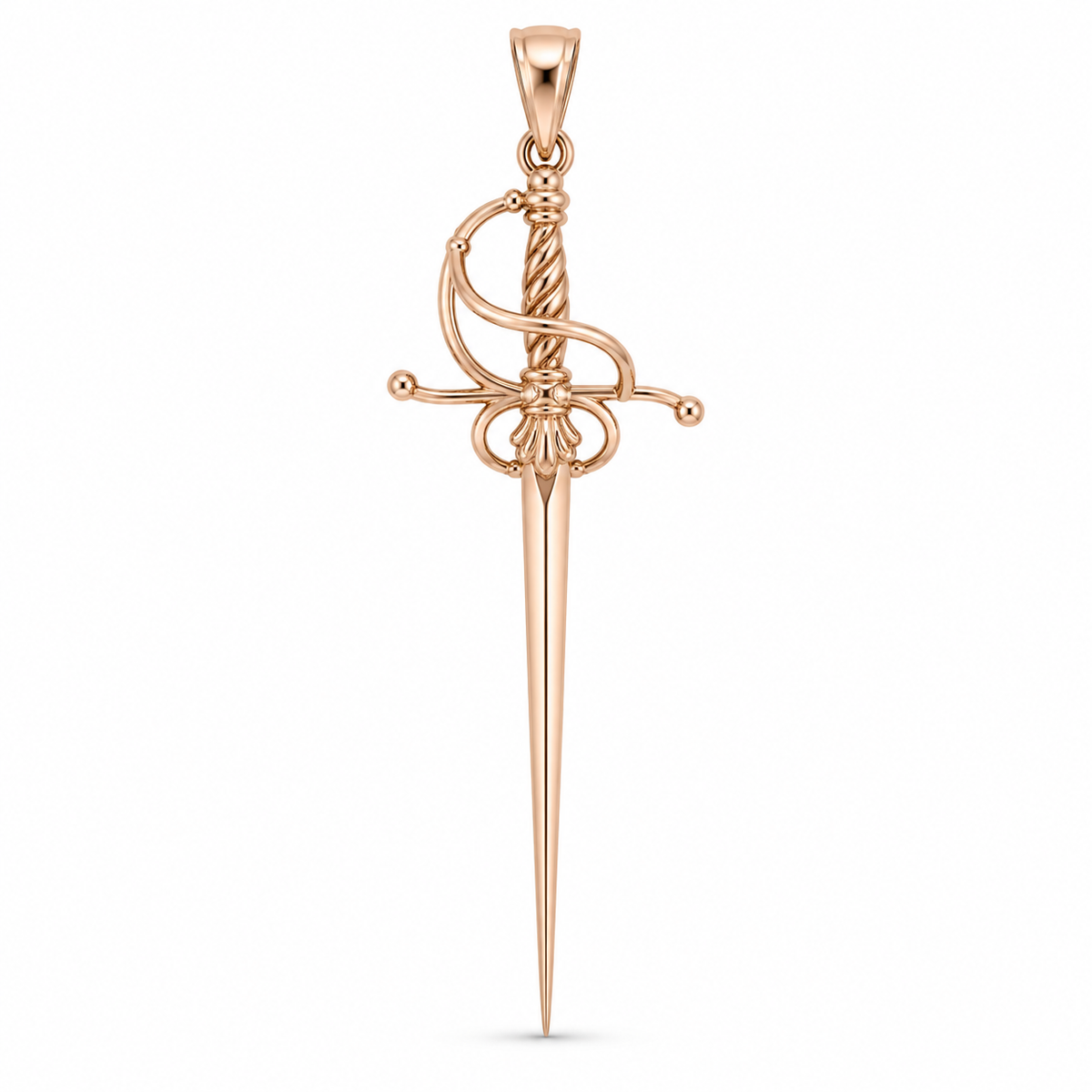 Royal rapier solid gold sword pendant