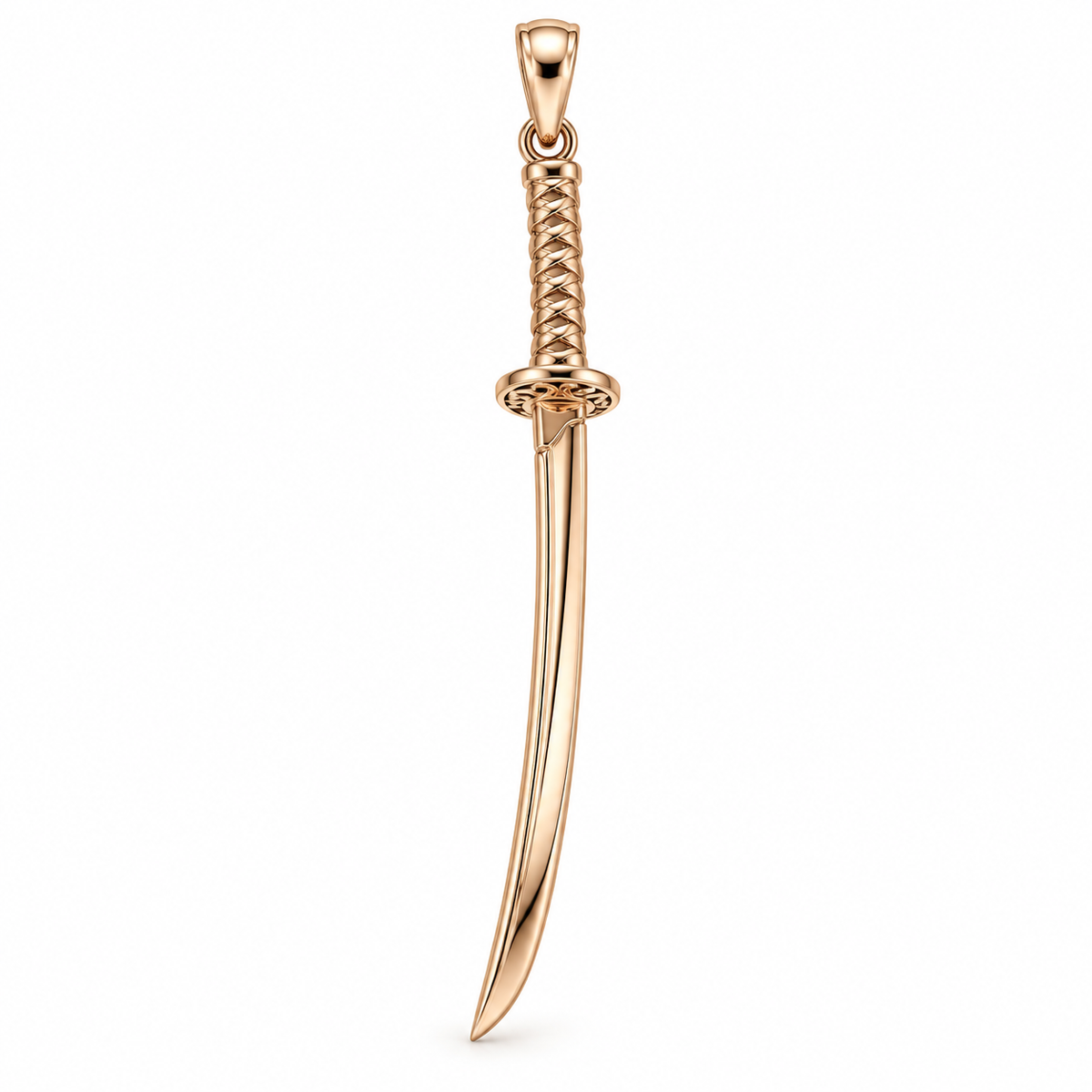 Samurai katana solid gold sword pendant