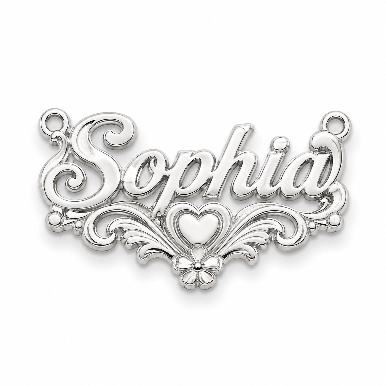 Example personalized 925 sterling silver name necklace in Sophia style, chain included