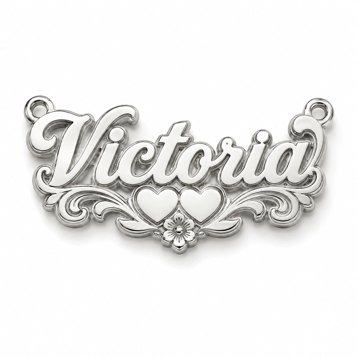 Example personalized 925 sterling silver name necklace in Victoria style, chain included