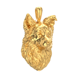 Border Collie gold dog pendant — design render