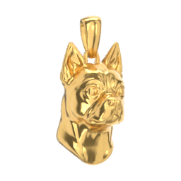 Boston Terrier gold dog pendant — design render