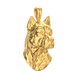 Boxer gold dog pendant — design render