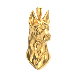 Doberman Pinscher gold dog pendant — design render