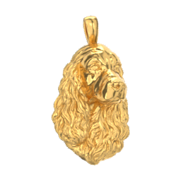 English Cocker Spaniel gold dog pendant — design render