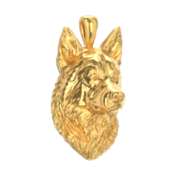German Shepherd gold dog pendant — design render